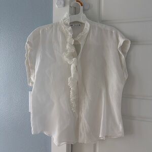 White Short-Sleeved Zara Blouse